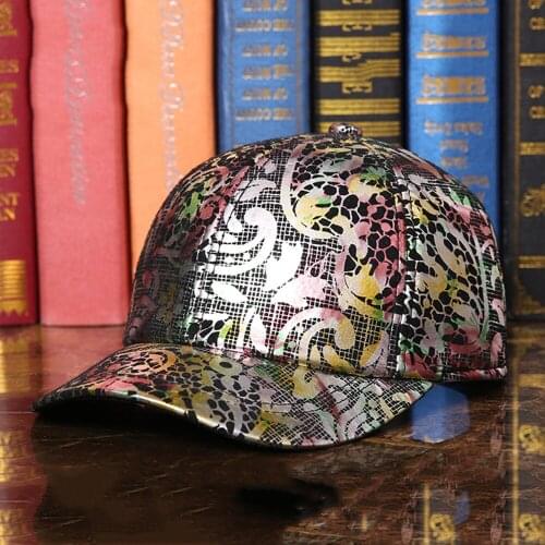 Baseball Cap Women Men 2021 Summer Print Snapback Bone Gorras Para Hombre Casquette Femme Hip Hop Womens Real Leather Hats