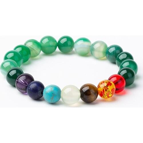 Fashion 7 Chakras Bracelet Multicolor Natural Stone Beaded Bracelet Men Womens Charm Bracelet Yoga Jewelry Accessories