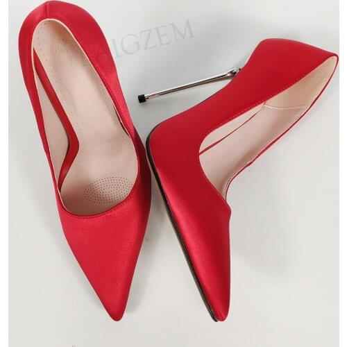 DOBANER Women Pumps Wedding Prom Slip On High Heels Sandals Metal Stiletto Office Ladies Shoes Woman Plus Size 42 43 44 45