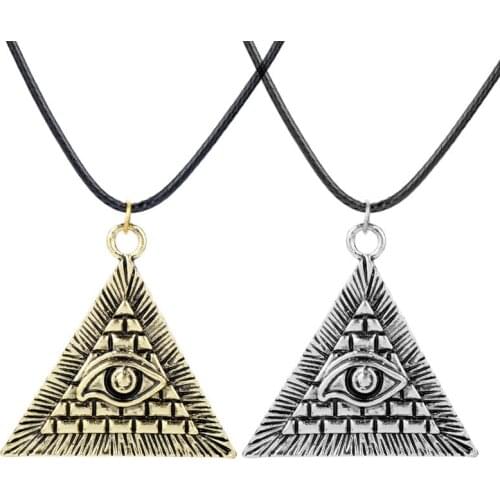 HANCHANG Men Necklace Jewelry Eye of Horus Ancient Egyptian Pyramid Necklaces Pendants collares Steampunk Accessories Necklace