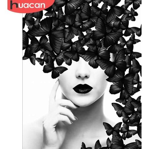 HUACAN Picture By Numbers Girl Figure Unique Gift On Canvas Acrylic Oil Painting By Numbers Butterfly Wall Art