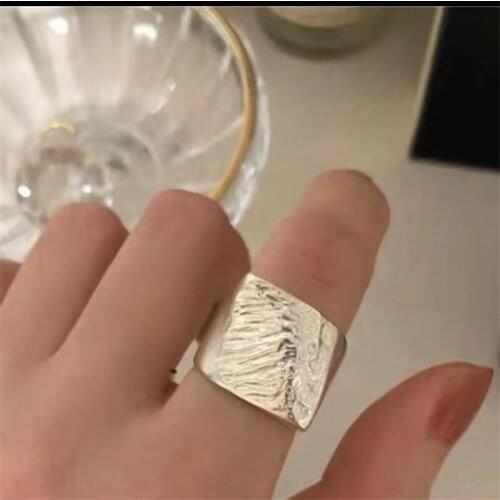 TIMEONLY Irregular Wide Alloy Charms Ring Simple Korean Fashion Open Rings for Women Ladies Statement Accessories Party Gifts