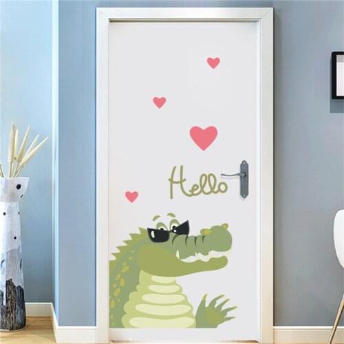 Crocodile Love Heart Door Decoration Sticker Living Room Bedroom Wall Decor Mural Decals Posters DIY PVC Self-adhesive Wallpaper
