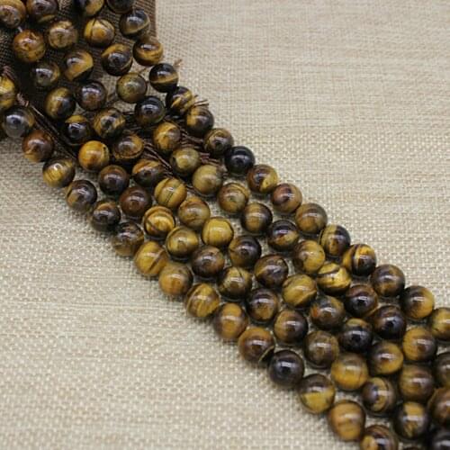Good Nature Tigers-eye Stone Round Loose Beads Yellow Tiger Eye Stone Beads for Jewelry Making Bracelet Earrings Necklace Beads