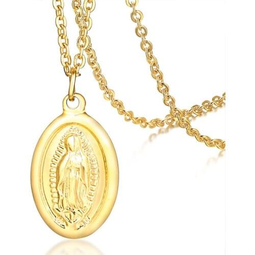 2021 Titanium Steel Hip Hop Virgin Pendant Gold European And American Religious Jewelry Necklace Suitable For Men And Women