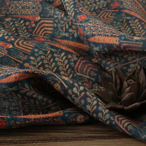 Linen printed fabric summer coffee curtain high-end designer stitching fabric