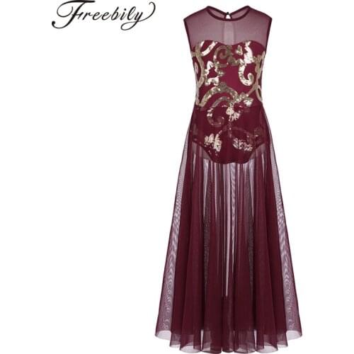 Girls Lyrical Costumes Sleeveless Floral Sequins Cut Leg Leotard Ballet Dancing Dress for Celebration of Spirit Praise Dancewear