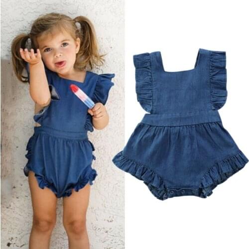 Cute Toddler Kid Baby Girls Summer Bodysuits Ruffle Clothes Sleeveless Romper Jumpsuit 6-24Mmonths