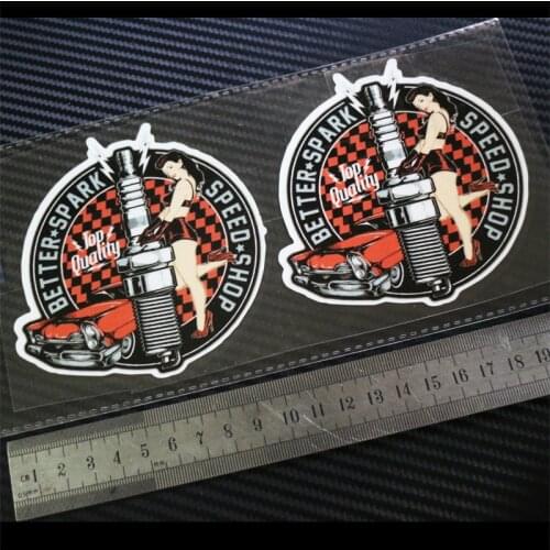 Sixsub better Spark Speed Vintage Retro Classic Car Pinup X2 moto cars Reflective stickers decals waterproof sunscreen