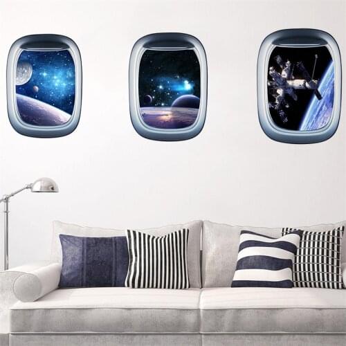 58x43cm Space Galaxy Wall Paper Kids Room Decoration Waterproof 3D Wall Sticker Vinyl Art Mural Decal Universe Star Planets