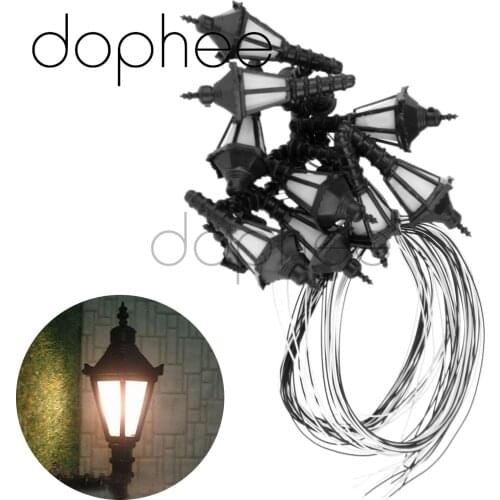 Dophee 10pcs 3V Up Wall LED Lights Lamp Lamppost O Scale 1:50 for Model Train Railway Park Courtyard Layout