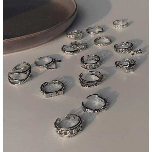 New Fashion Classic Rings Women Men Vintage Irregular Adjustable Open Ring Trend Korean Retro Personality Gift