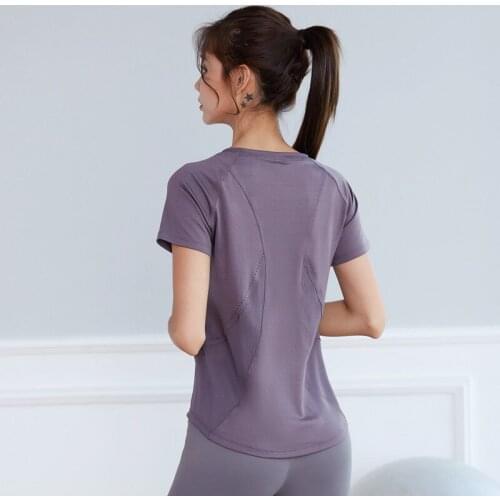 New Loose Yoga Shirts Gym Workout Short Sleeve Women Summer Sports Running T-shirts Breathable Fitness Training Sportswear Top