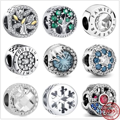 New Original Silver Love Tree Sparkle Flower Charm Bead fit Pandora charms silver 925 beads Bracelet for women DIY Jewelry Gift