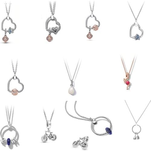 Real Infinite Knot Sliding 925 Sterling Silver Pandora Necklace for Fashion Charm Charm DIY Jewelry