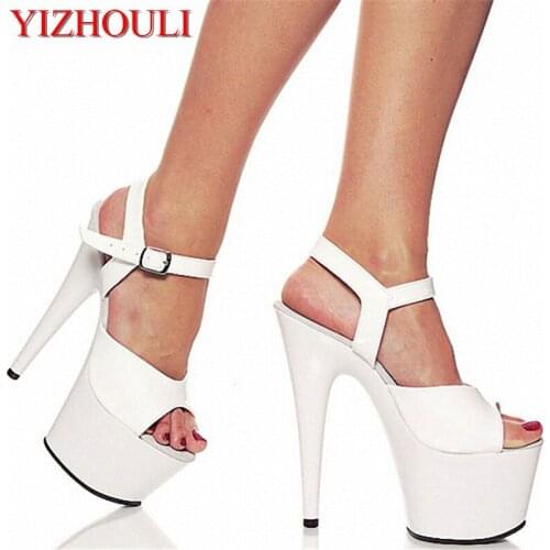 Six-inch heels, sexy open-toe party 15cm sandals, stage model runway sandals