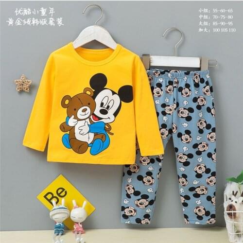 Disney Mickey Mouse Pyjamas Sets Little Boys Red Cars Loungewear Children Kids Home Fall Clothes Cotton Baby Girl Night Clothes