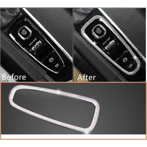 Car Armrest Gear Stall Brake Hand Frame Decorative Cover Trim Crystal Diamond Suitable For Volvo XC90 XC60 S90 V90 V60 S60