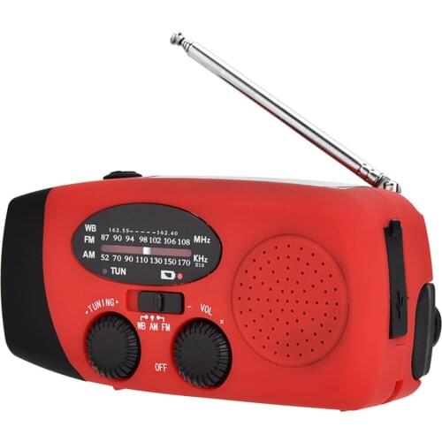 Portable Radio AM/FM/WB Radio Flashlight Reading Lamp NOAA Weather Power Bank for Emergency Solar Powered Crank Handheld Radios