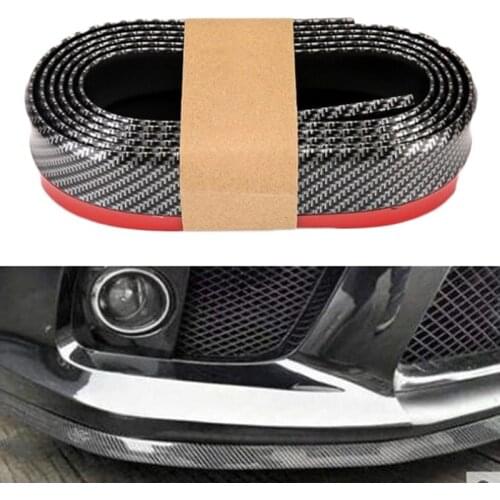 Lip on Bumper Universal Rubber Band For Car Accessories Front Soft Carbon Fiber 55mm Width 2.5m length Strip Auto Outside