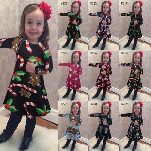 Christmas Jumpsuit winter Girls Dresses Floral Print Children Dress Designer Kids Clothes Girl clothing Fashion Casual Dress