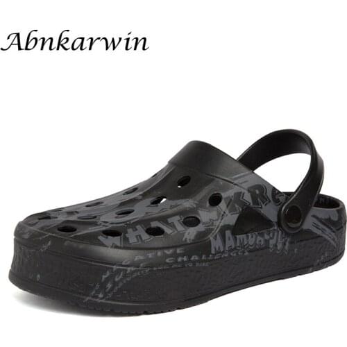 Summer Rubber Beach Sandals Clogs For Men Garden Shoes Fashion Clog Zuecos Hombre Cholas Outdoor Breathable Brown Black