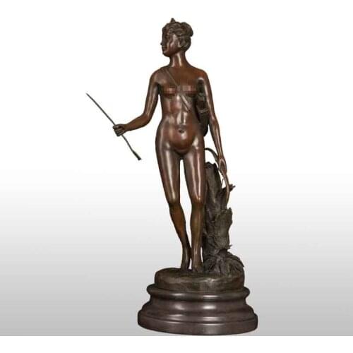 Diana Artemis Statue Sculpture Bronze Greek Roman Goddess of Hunting Moon Figurine Antique Art Home Decoration Large