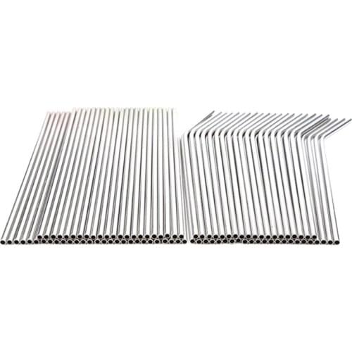 100pcs Metal Straws Can Be Reused 304 Stainless Steel Drinking Water Pipes 215 Mm x 6 Mm Curved Straws And 50 Straight Straws