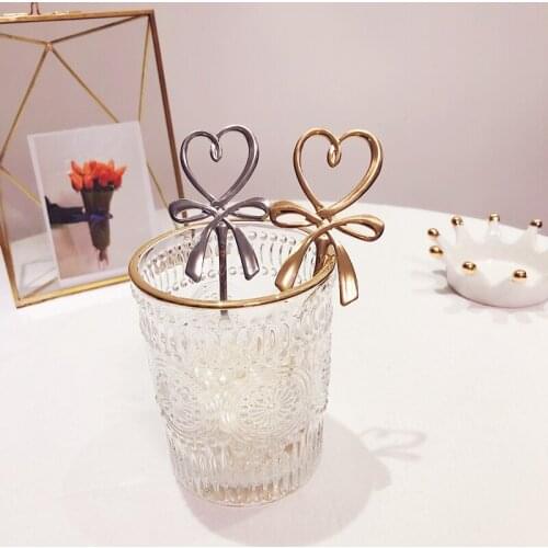 Japanese Girl Heart Bow Light Luxury Afternoon Tea Mixing Spoon Love Golden Ear Spoon Mixing Spoon Coffee Spoon