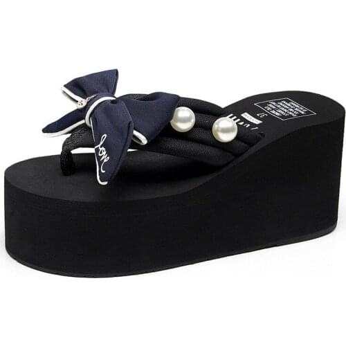 2020 New Shoes Woman Summer Flip Flops 11CM High Heel Wedges Women Slippers Ladies Designer slides platform shoes terlik