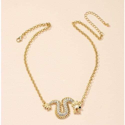 New Ins Dragon Statement Choker Necklaces For Women 2021 Chic Gold Chain Dragon Party Short Pendant Necklace Femme Bijou