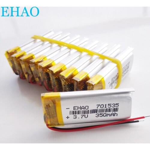 10 pcs 701535 3.7V 350mAh battery Lithium Polymer LiPo Rechargeable Battery For Mp3 GPS headphone mobile electronic part