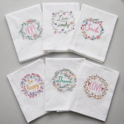 100pcs/lot High-quality Embroidered Tea Towels Cotton Napkins Table Napkins Home Kitchen Servetten Wedding Cloth Napkins 45*70cm