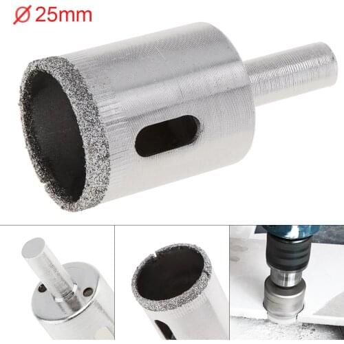 25mm Metal Alloy Diamond Coated Core Hole Saw Drill Bit Set Tools Glass Drill Hole Opener for Tiles Glass Ceramic