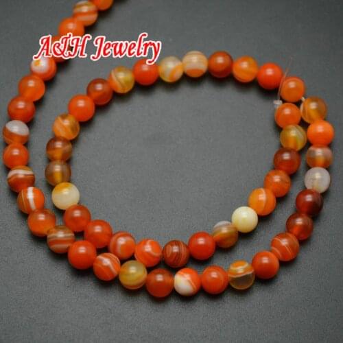 5pcs Natural Semi-precious Stone New Orange Color Round Beads For Jewelry Making Materials