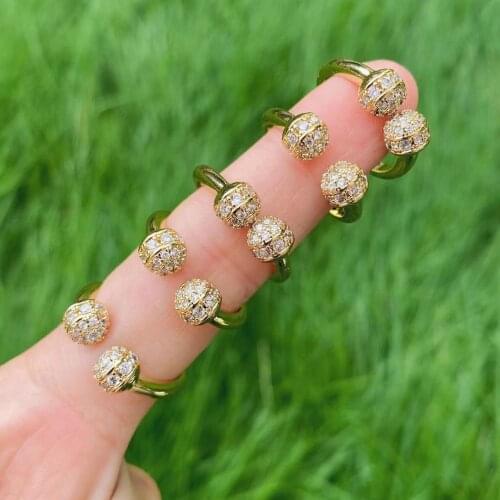 6Pcs 2021 New Gold Plated Ring cubic zirconia ball Jewelry for Women and Girls