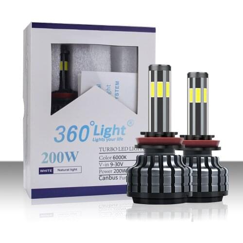6000K 200W Car Light H8 H3 H7 H9 26000LM 9006/HB4 9005/HB3 H4 H11 h1 6/six Led Headlight Bulb Super Bright Car Light 12V