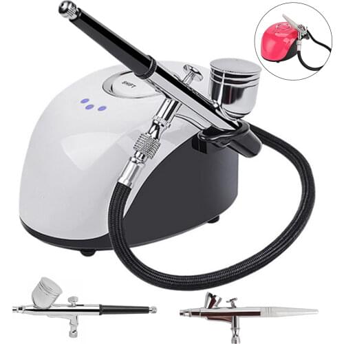 2cc/7cc Cup Dual Action 0.2mm Nozzle Airbrush Kit Compressor With Paint Spray Gun For Nail Art Make Up Air-brush