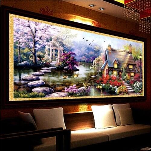 New Hot DIY 5D Diamond Mosaic Landscapes Garden lodge Full Diamond Painting Cross Stitch Kits Diamond Embroidery Home Decoration