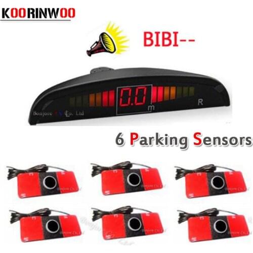 KOORINWOO Car detector Car parking sensors 6 Front and back Radars Monitor LCD Parktronic Parking Sensors bibi Buzzer Alarm AUTO