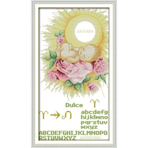 Baby moon (3) cross stitch kit cartoon 14ct 11ct count pre print canvas stitching embroidery DIY handmade needlework