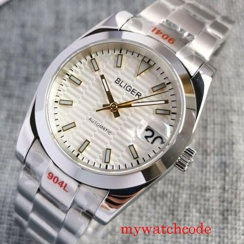 Bliger 36mm/39mm Polished Bezel Leaf Palm Dial Luminous Marks Sapphire Glass 24 Jewels NH35A Movement Jubilee/Oyster Bracelet