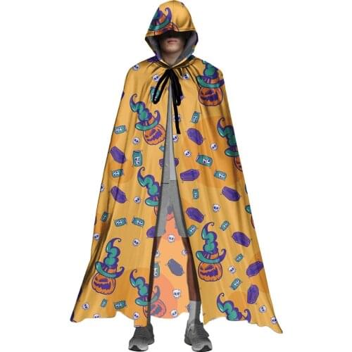 Brand Design Gothic Pumpkin Hooded Cloak Adult Cloak Halloween Christmas Costume Witch Robe Dresses Gifts for Men and Womens