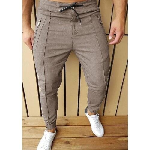 Mens Fashion Pants Wide Trousers Streetwear Pleated Clothing Slim Fit Zipper Hip Hop Sweatpants Male Casual Classic Black Work