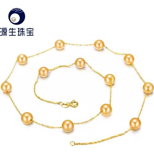 YS 18K Solid Gold Real Japanese Akoya 6-6.5mm Pearl 45cm Chain Necklace Anniversary Fine Jewelry