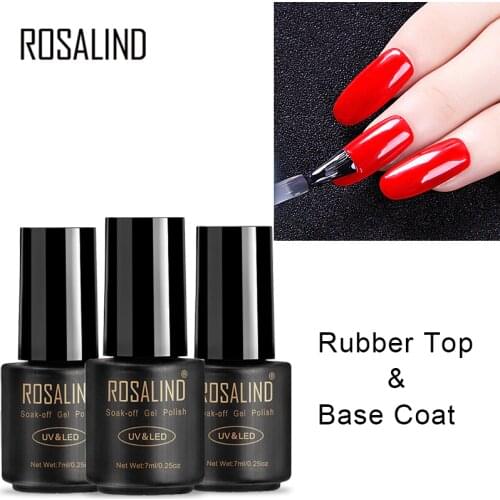 ROSALIND 2PCS Top&Base Coat Gel Varnishes 7ml Transparent Nail Primer Set Semi Permanent Soak off Nail Art UV Gel Nail Polish