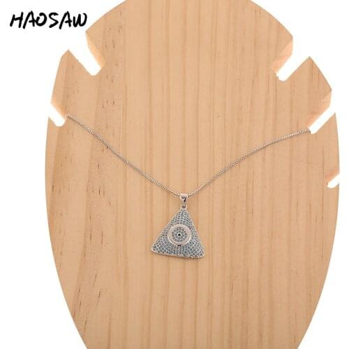 HAOSAW Choose Color/Micro Pave Charms/Triangle Pendant Necklace/Colored Charm Necklace/Women Jewelry Making