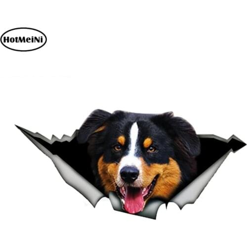 HotMeiNi 13cm x 6.2cm Black Tri Aussie Car Sticker Torn Metal Pet Decal Reflective Stickers Australian Shepherd Car Styling