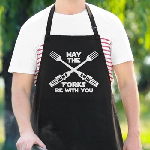 Custom May The Forks Be With You Funny Apron For Men,personalised Kitchen war Apron,Nerd Kitchen Gift,Head Chef Baker Apron Gift
