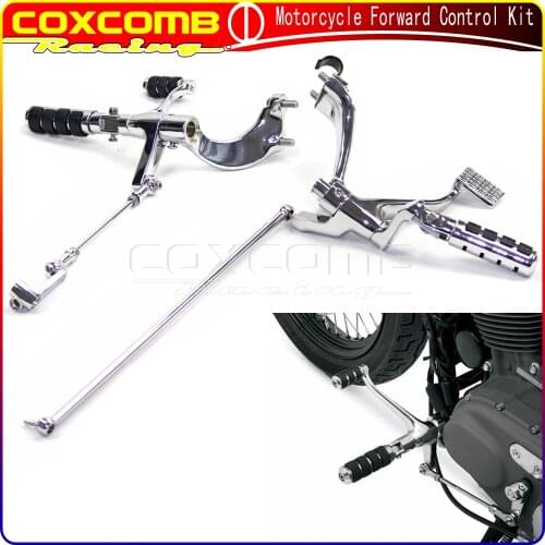 For Harley Sportster 883 1200 XL883 XL1200 2004-2013 Black/Chrome Forward Control Kit with Pedals Linkage O-Ring Pegs Foot Rest